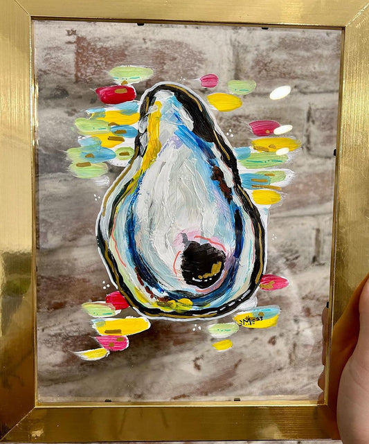 Hand Painted Oyster On Gold Frame
