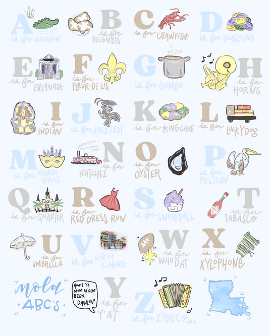 NOLA Baby New Orleans Alphabet Print