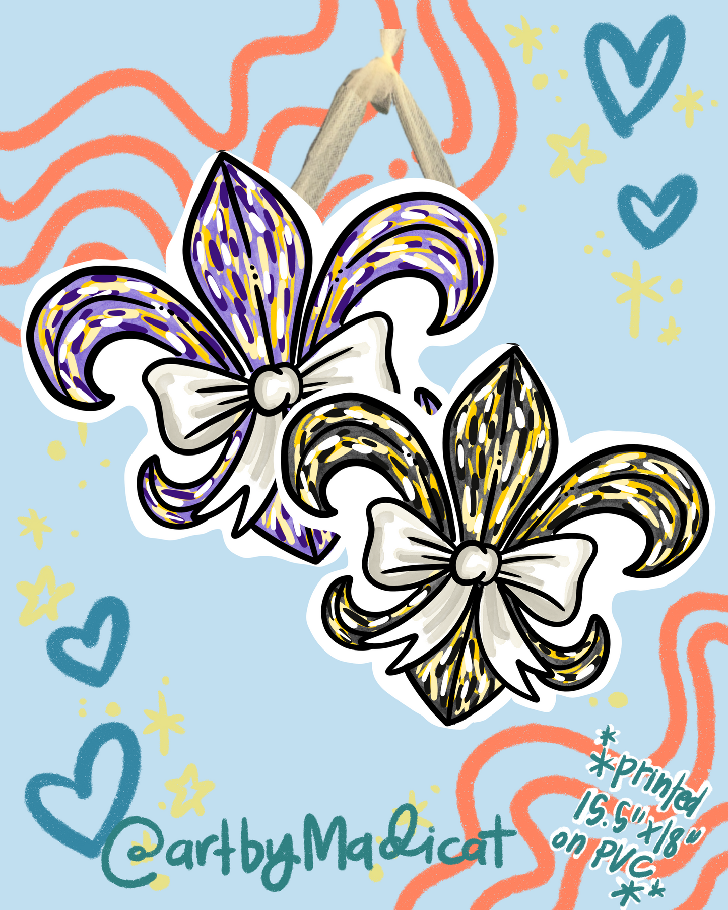 LSU/Saints Fleur De Lis Door Hanger (Double Sided Available)