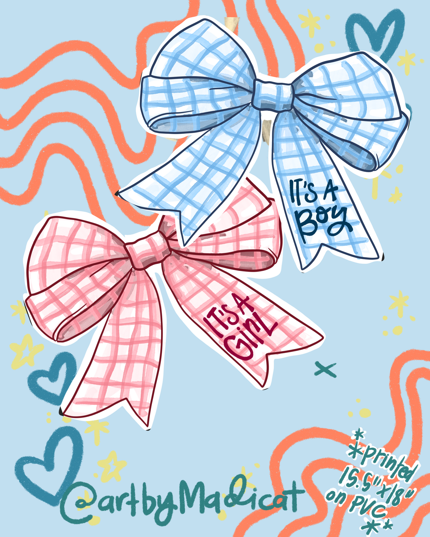 It's a Girl/Boy Baby Coquette Door Hanger (Double Sided Available)