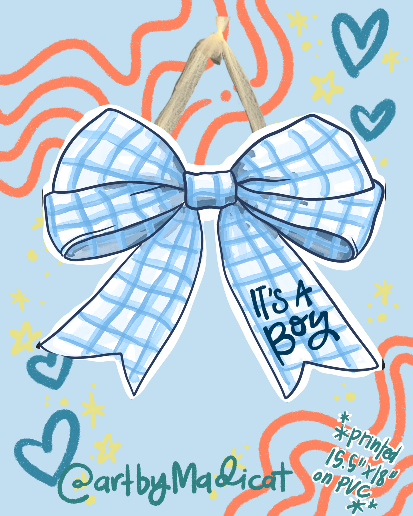 It's a Girl/Boy Baby Coquette Door Hanger (Double Sided Available)