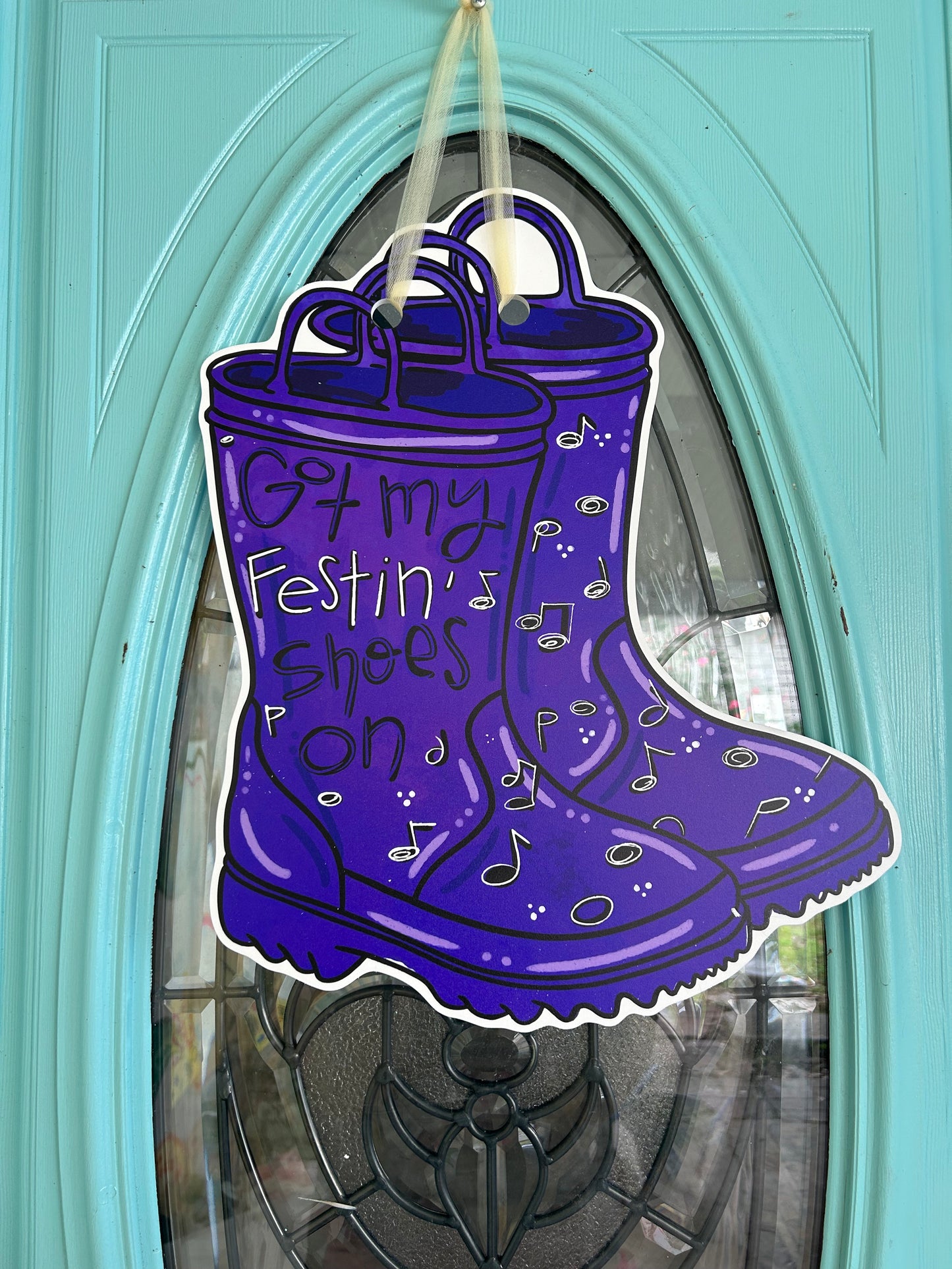 Jazz Fest Festin' Boots Louisiana Door Hanger