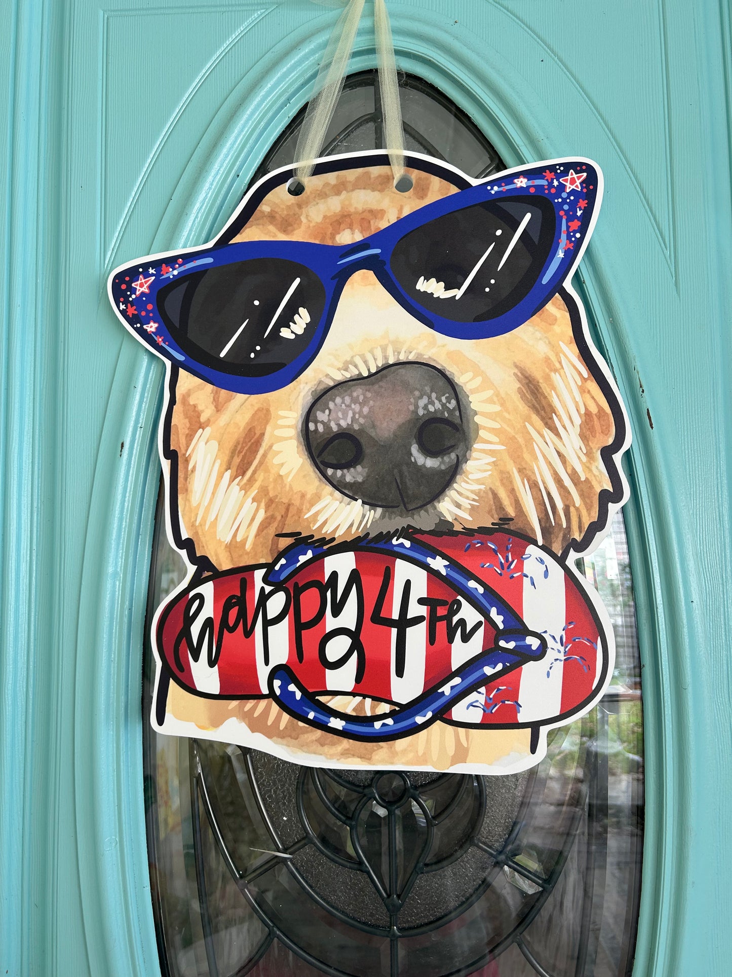 Summer Goldendoodle 4th of July Hanger