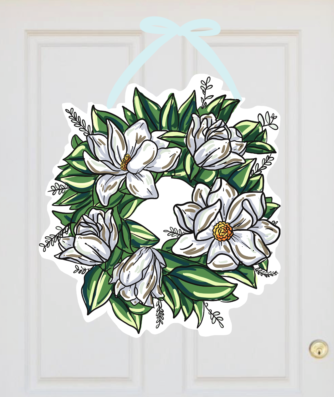 Louisiana Magnolia Wreath Door Hanger