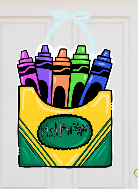 Custom Teacher Crayola Colors Doorhanger
