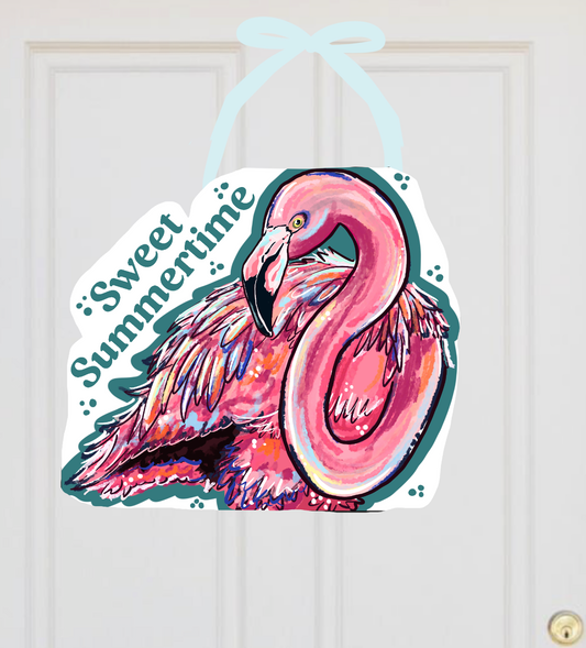Summertime Flamingo Abstract Doorhanger