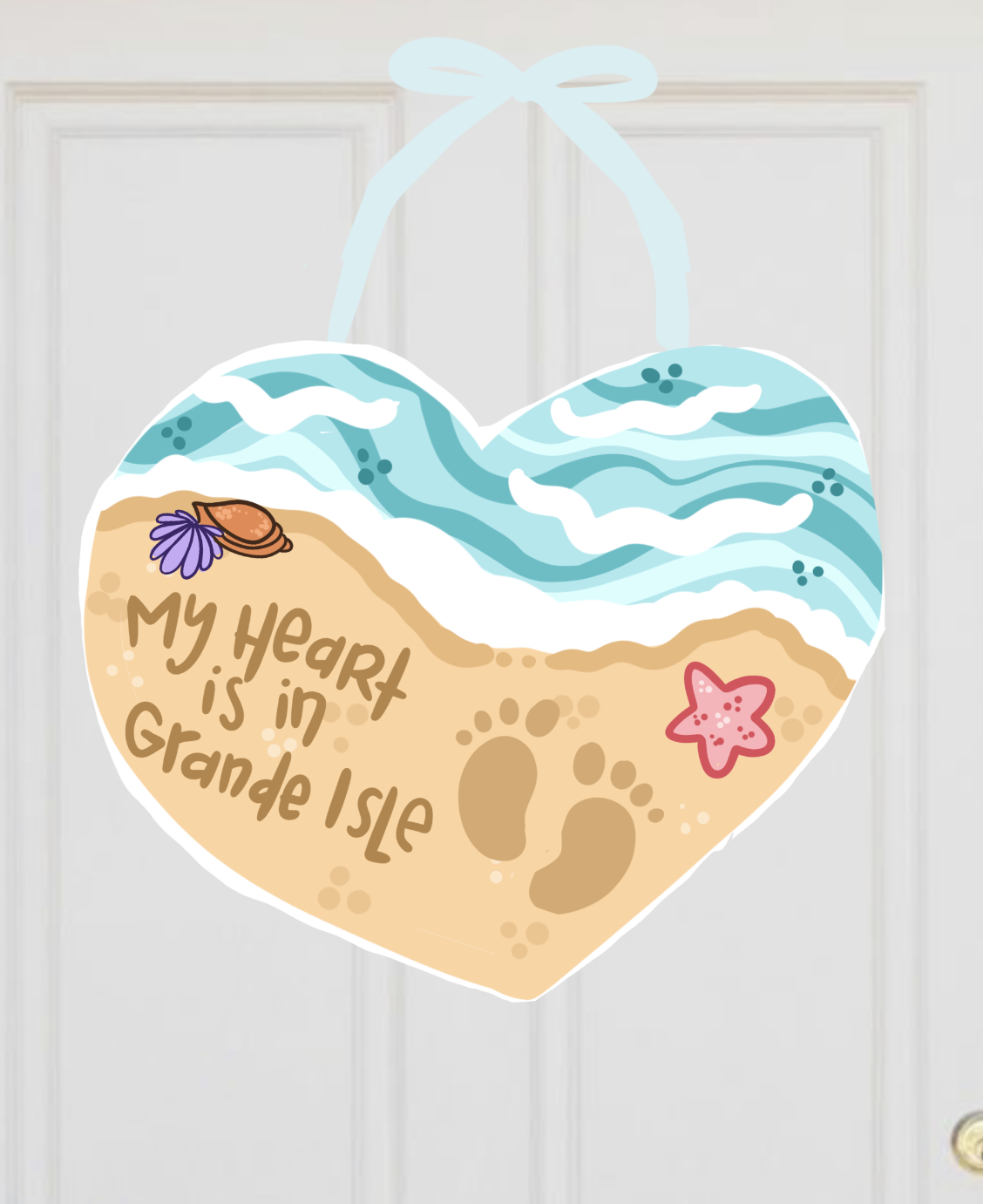 Heart's in Grand Isle Louisiana Coast Doorhanger