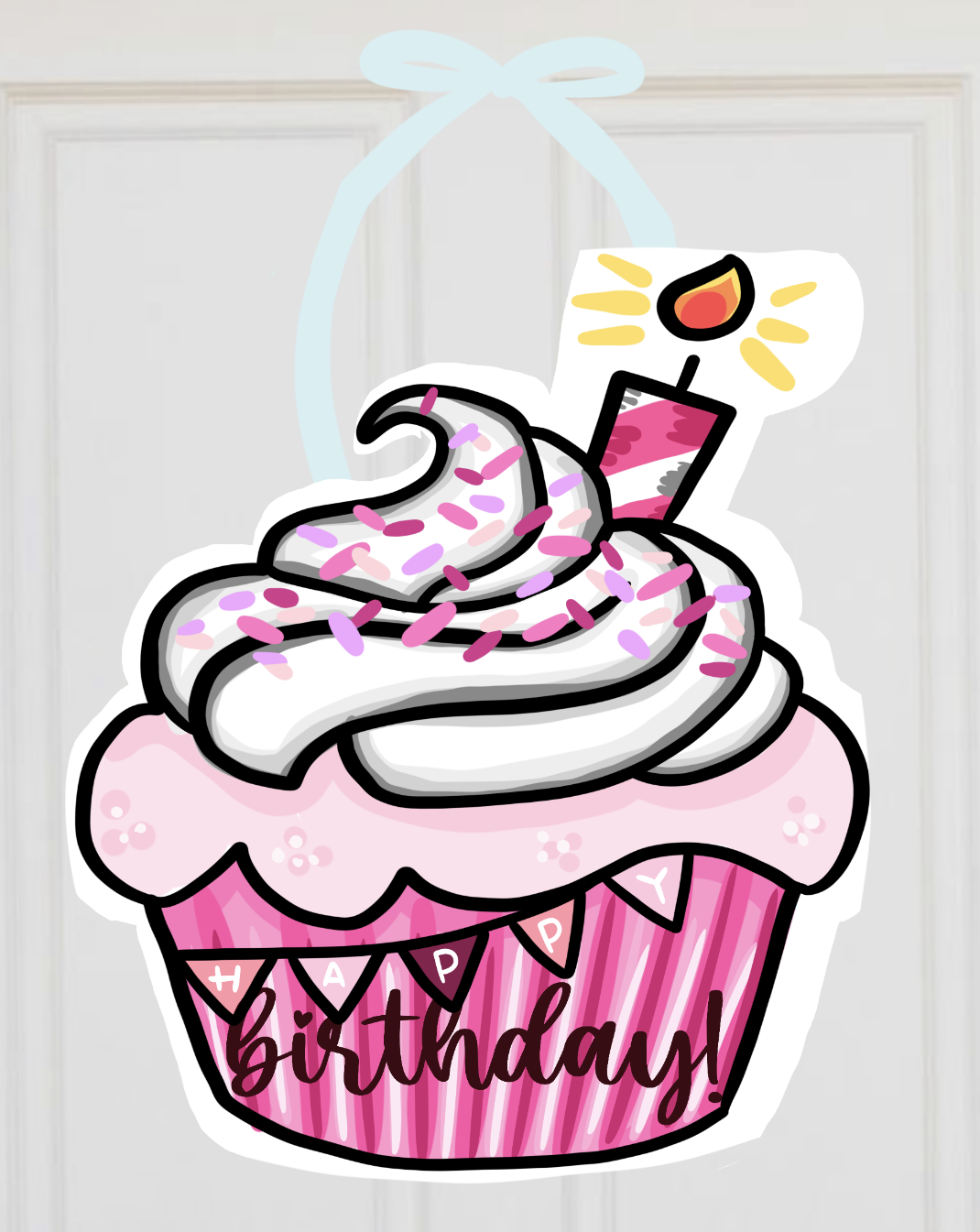 Happy Birthday Cupcake Door Hanger
