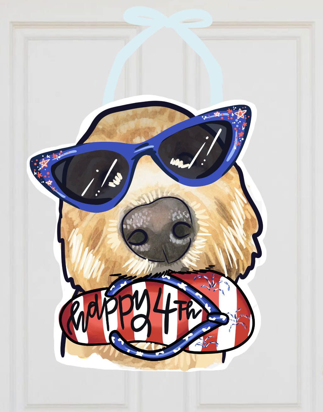 Summer Goldendoodle 4th of July Hanger