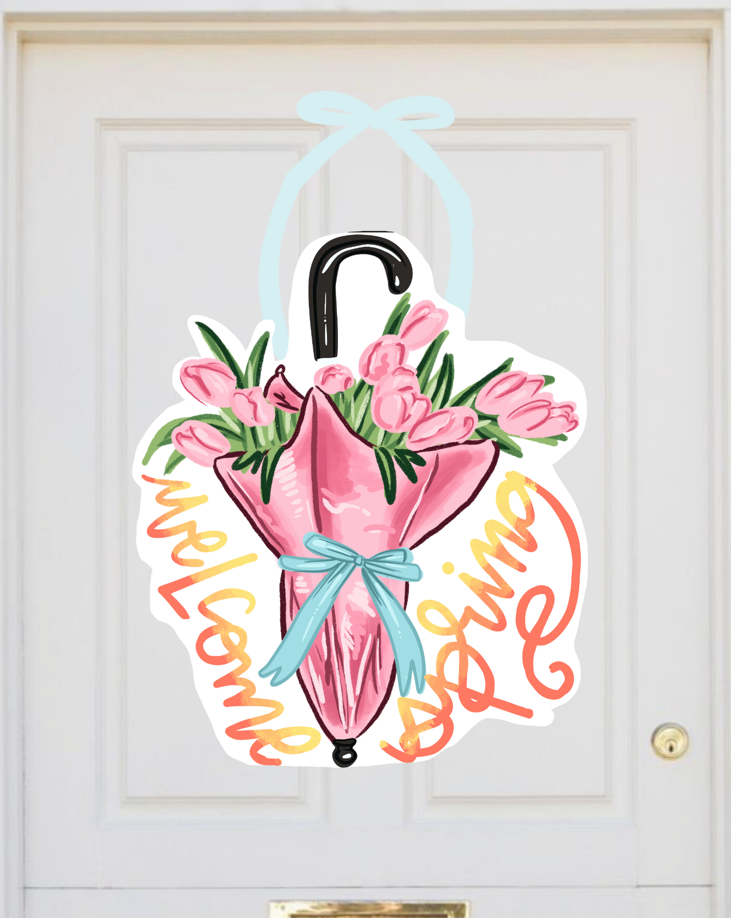 Spring Umbrella Tulip Doorhanger