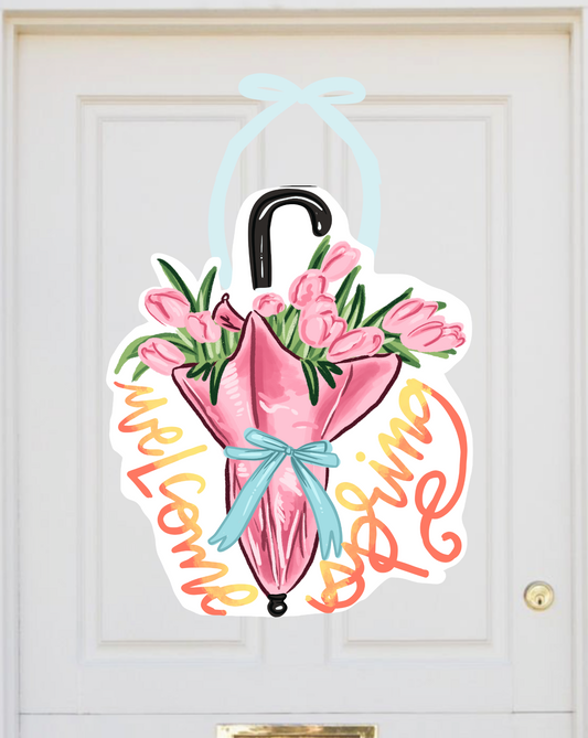 Spring Umbrella Tulip Doorhanger