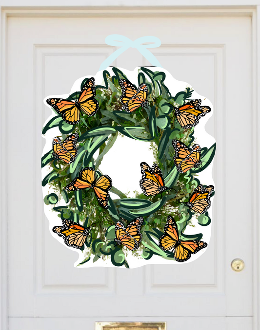 Spring Monarch Butterfly Wreath Door Hanger