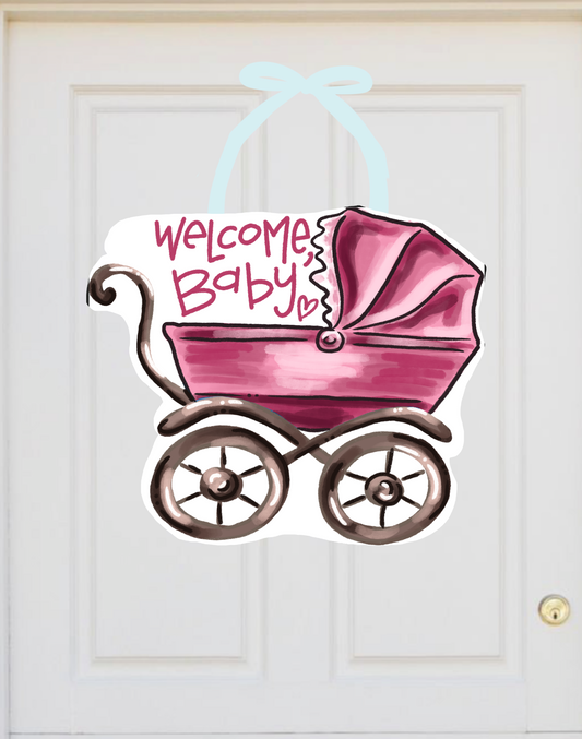 Welcome Baby Carriage Door hanger
