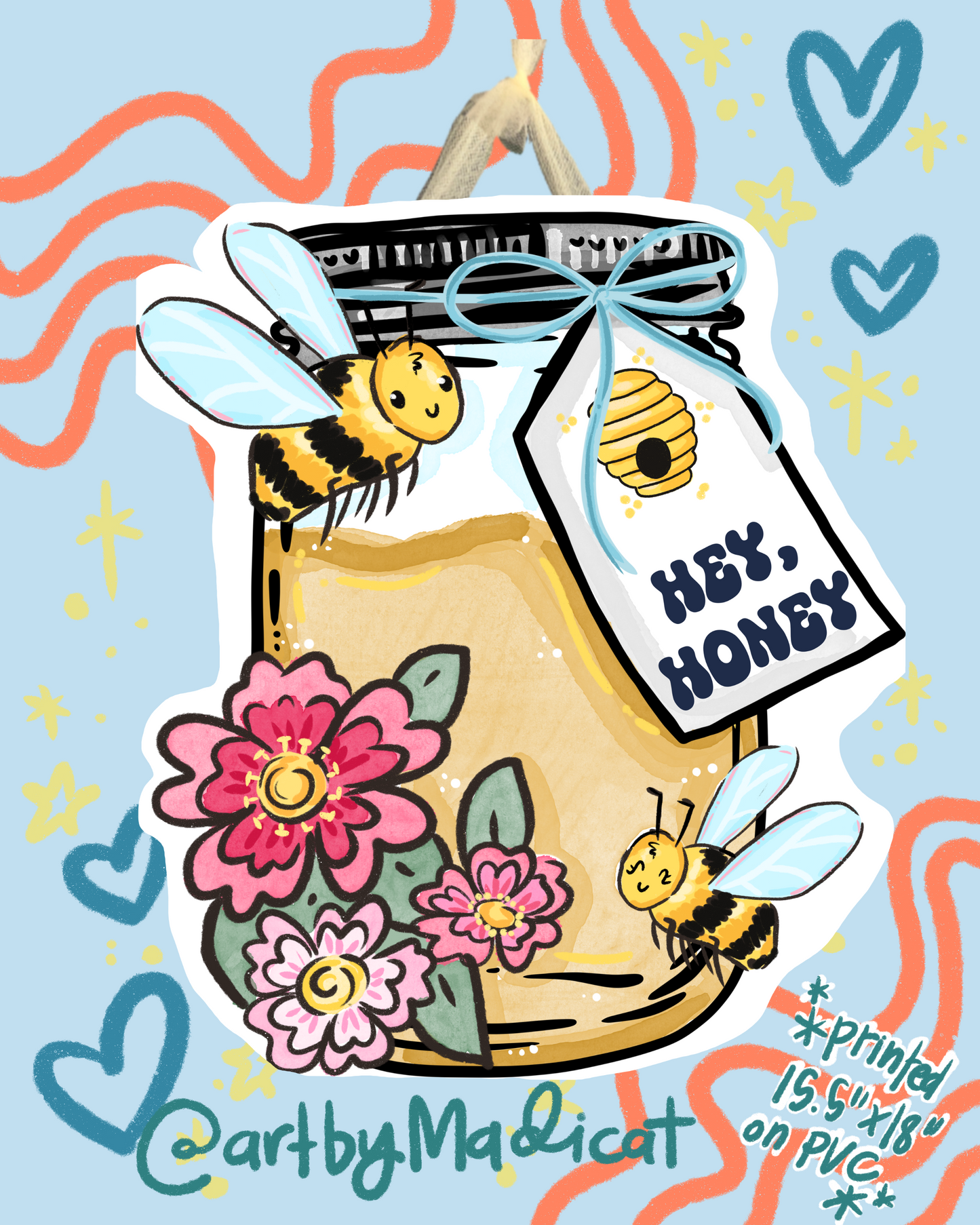 Hey Honey Honeybee Door Hanger