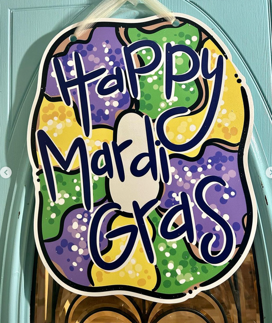 Happy Mardi Gras Kingcake Doorhanger