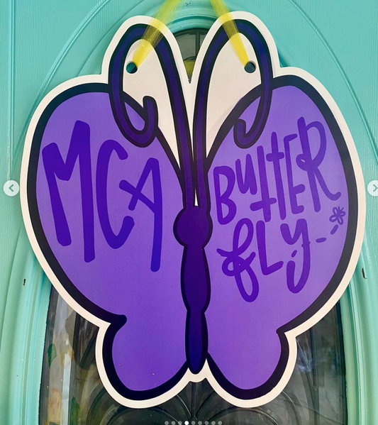 Mount Carmel Academy Butterfly Class Mascot Door Hanger