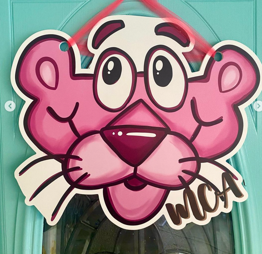 Mount Carmel Academy Pink Panther Class Mascot Door Hanger