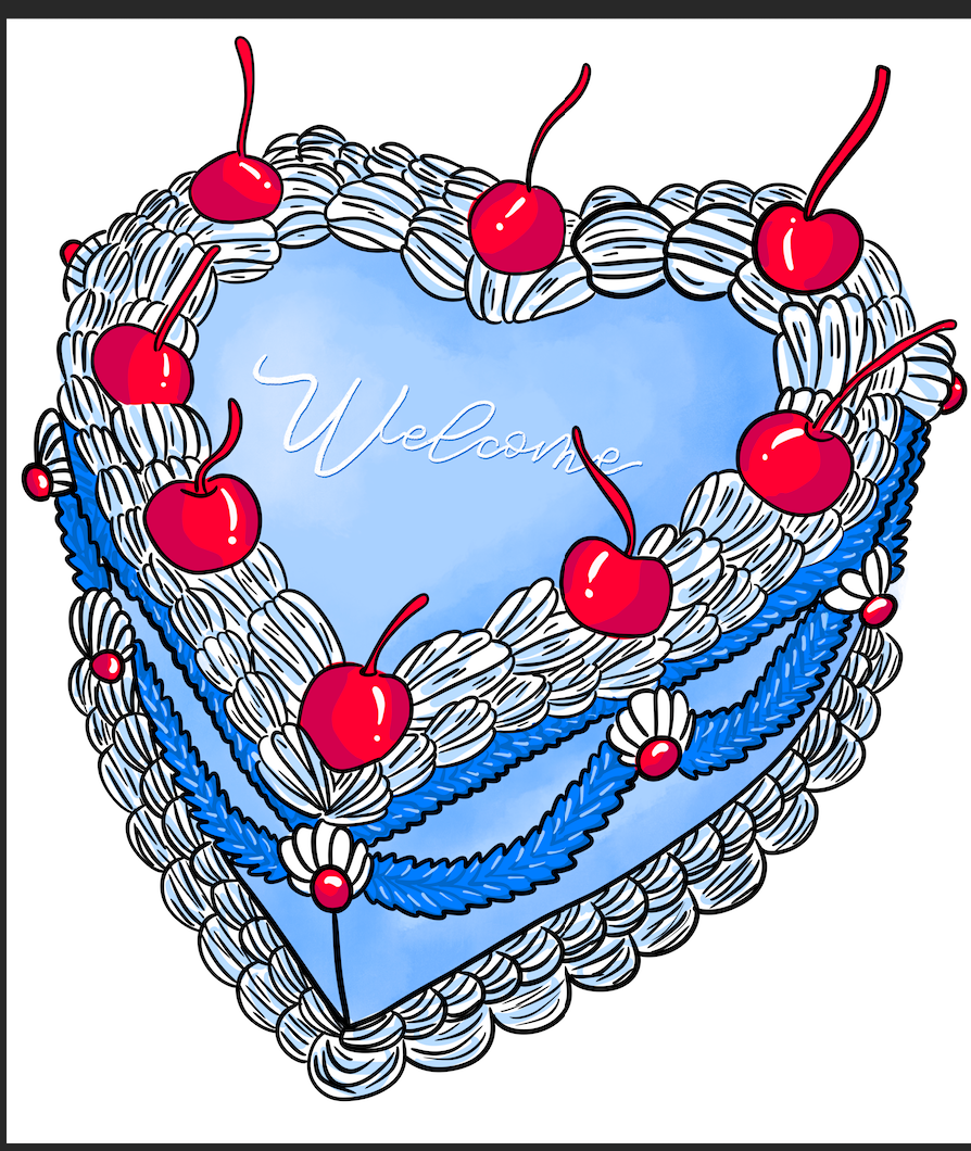 Welcome Cute Heart Cake Door Hanger