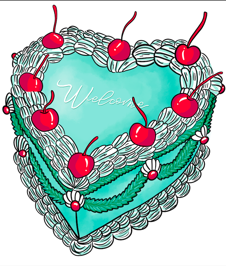 Welcome Cute Heart Cake Door Hanger