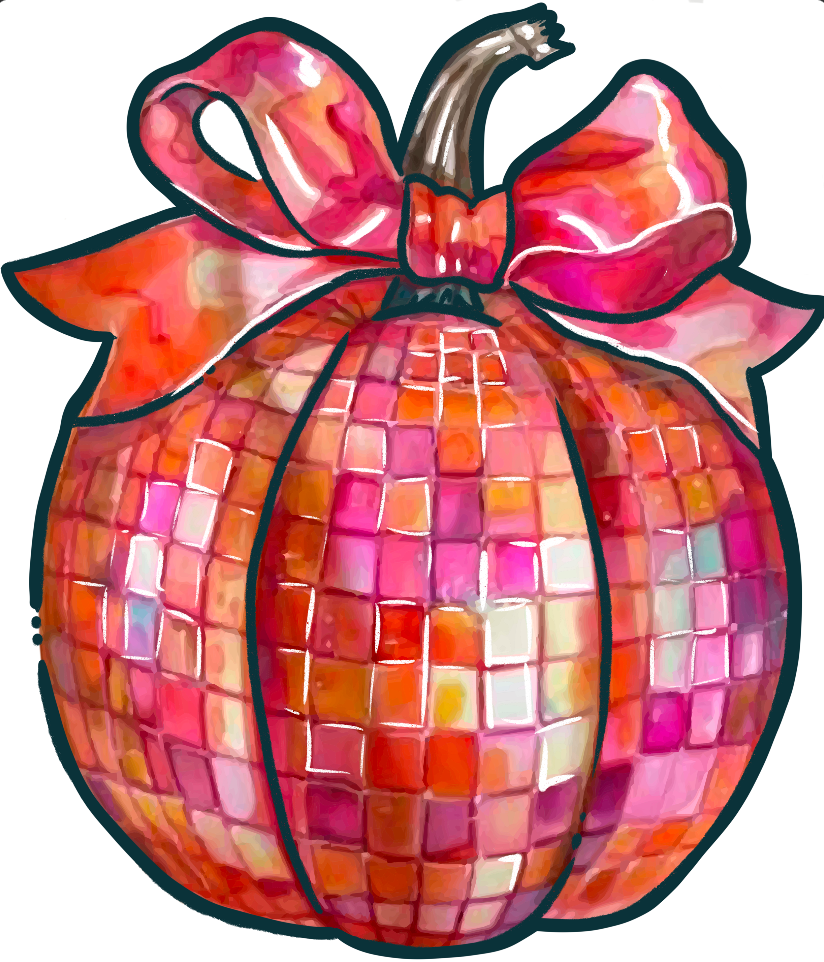 Disco Ball Pumpkin Fall Door Hanger