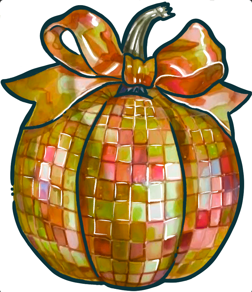 Disco Ball Pumpkin Fall Door Hanger