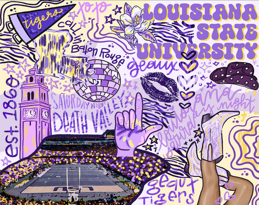 LSU Cute Doodle Illustration