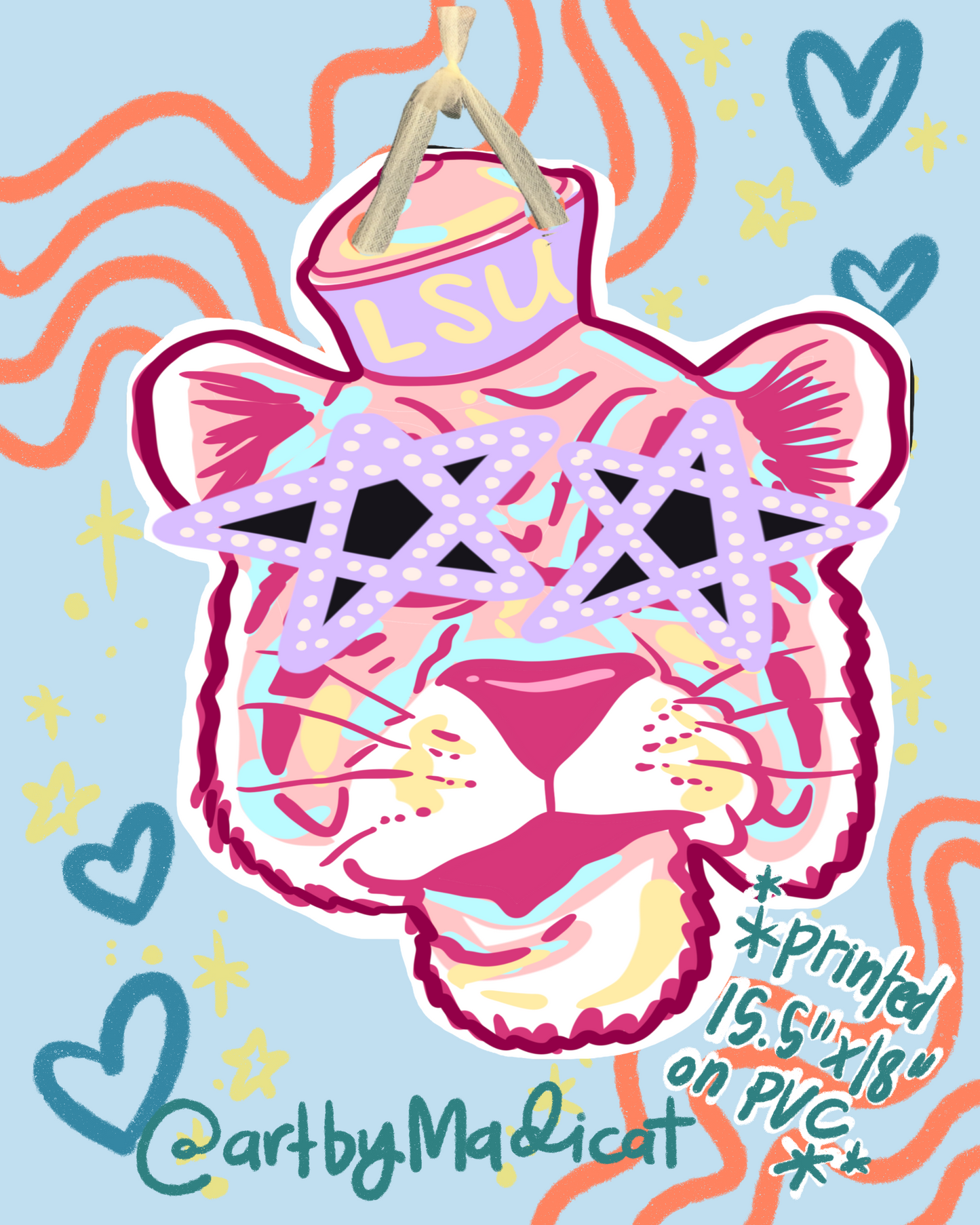 Pink LSU Mike the Tiger Door Hanger