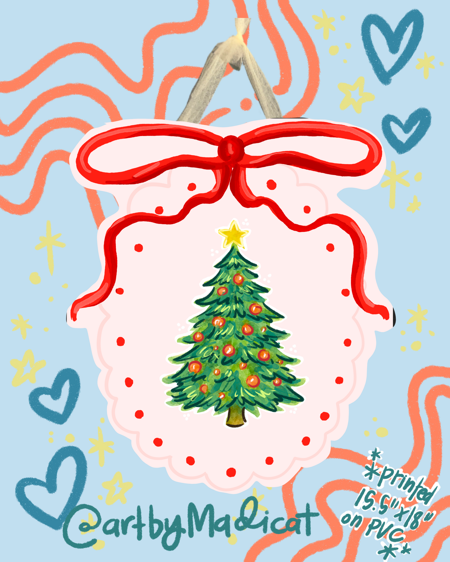Christmas/Mardi Gras Coquette Door Hanger (Double Sided Available)