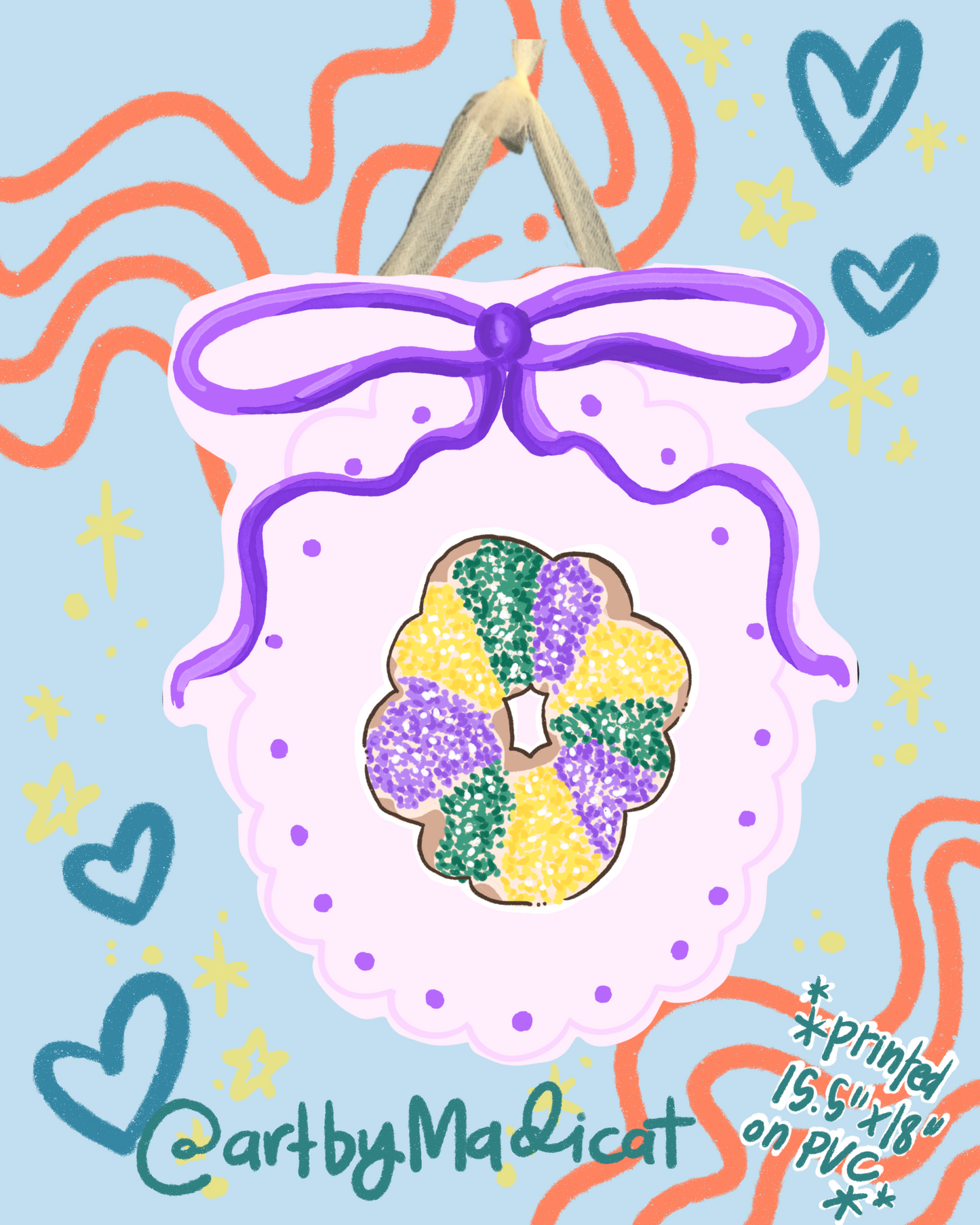 Christmas/Mardi Gras Coquette Door Hanger (Double Sided Available)