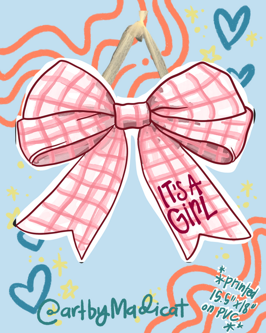 It's a Girl/Boy Baby Coquette Door Hanger (Double Sided Available)