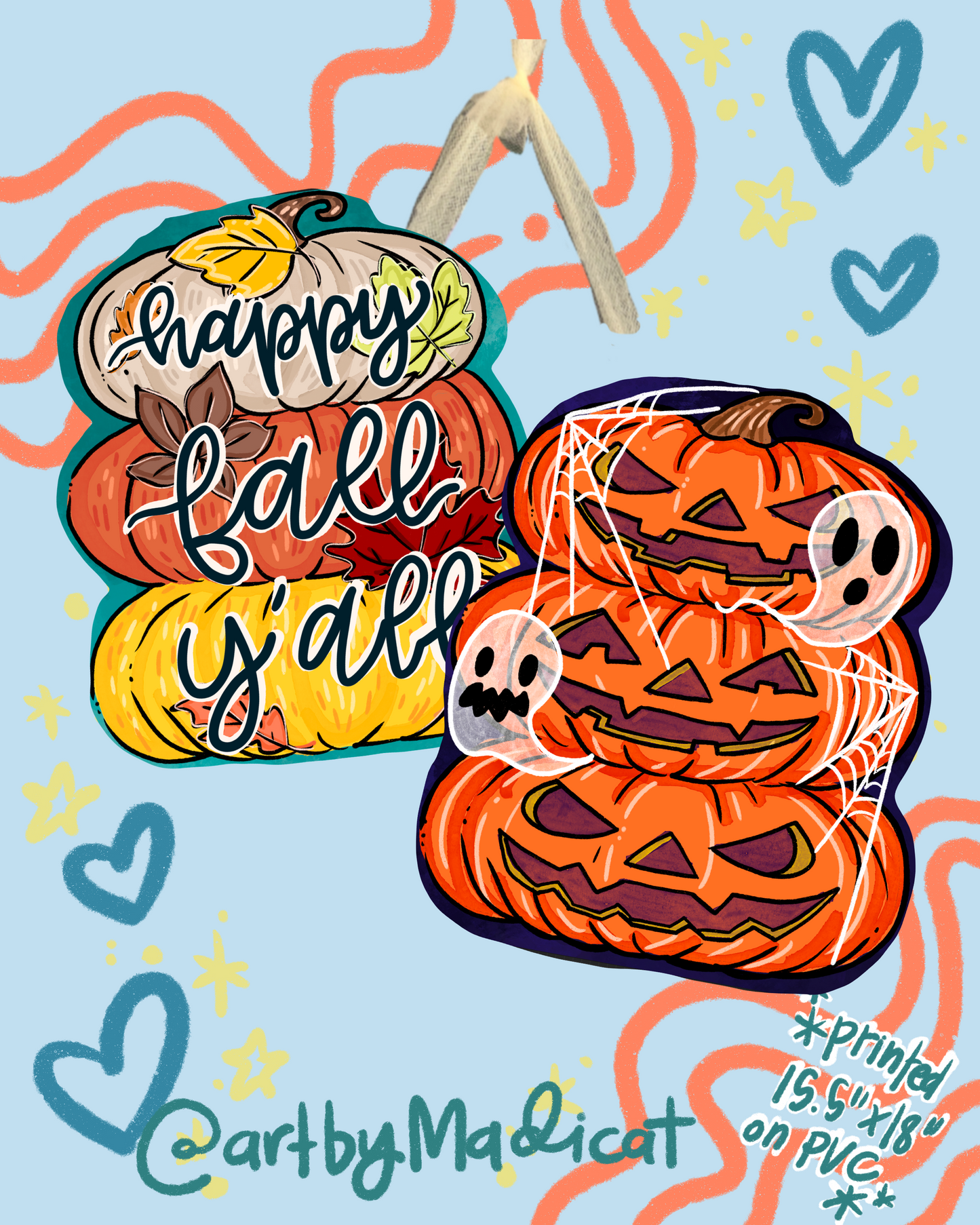 Fall Y'all/Halloween Door Hanger (Double Sided Available)