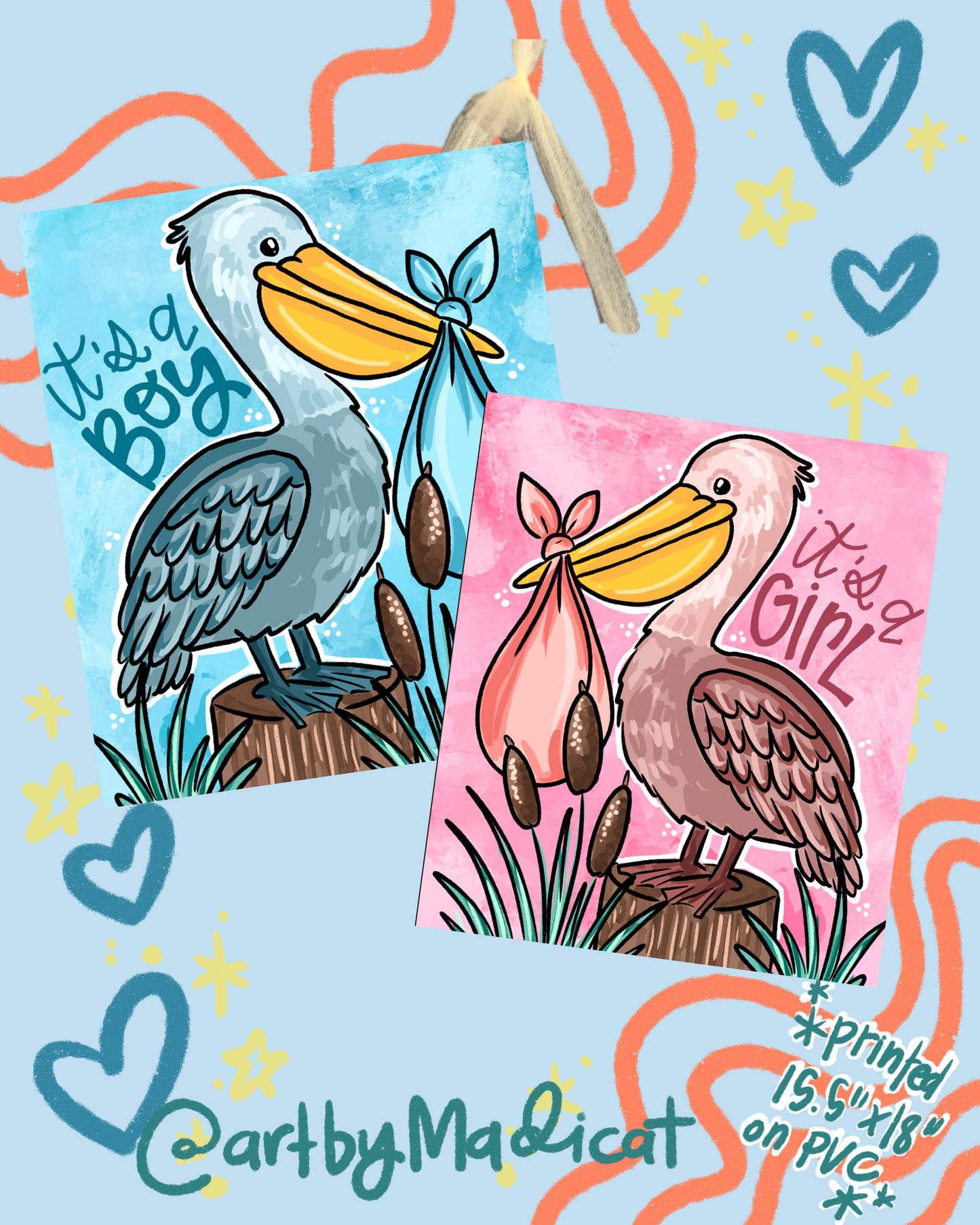 It's A Boy/Girl Pelican Baby Door Hanger (Double Sided Available)