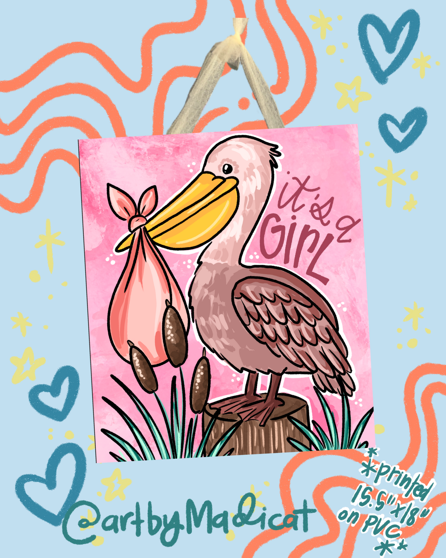 It's A Boy/Girl Pelican Baby Door Hanger (Double Sided Available)