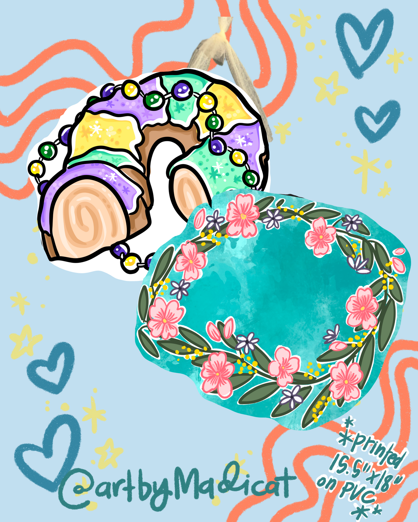 Mardi Gras/Spring Door Hanger (Double Sided Available)