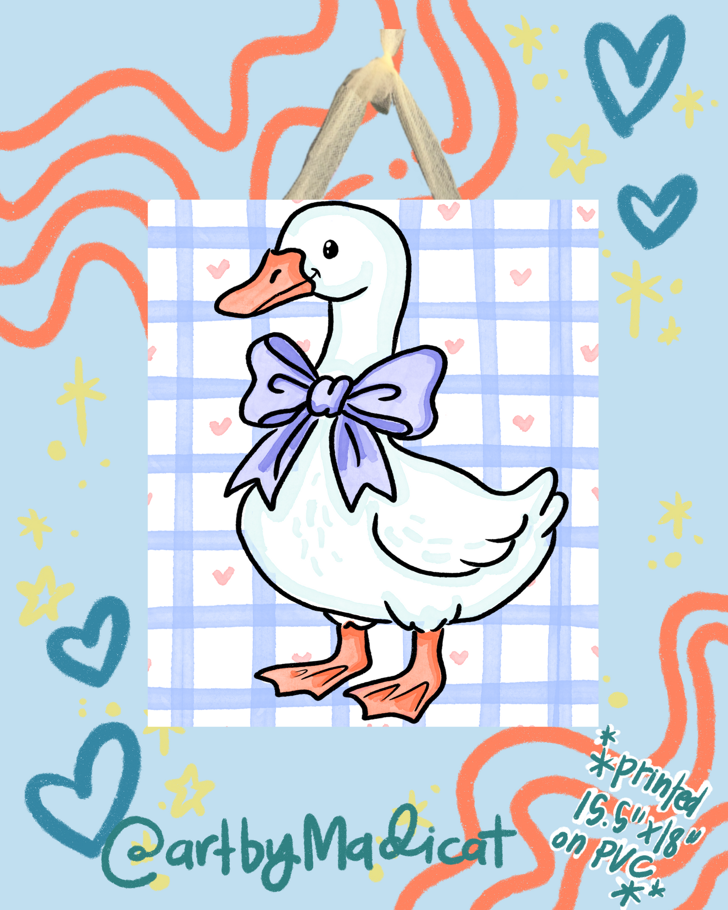 Porch Goose with Ribbon Door Hanger