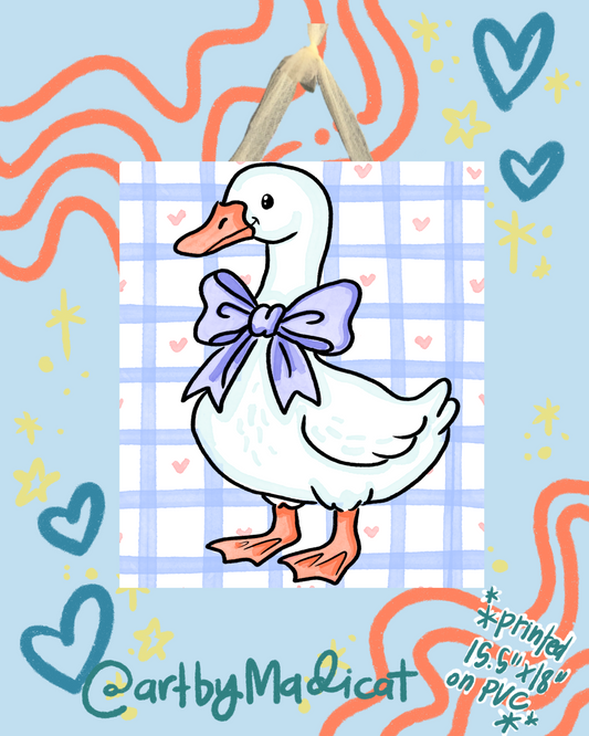 Porch Goose with Ribbon Door Hanger