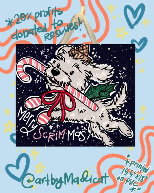 Merry Scrimmas Scrim Christmas Door Hanger