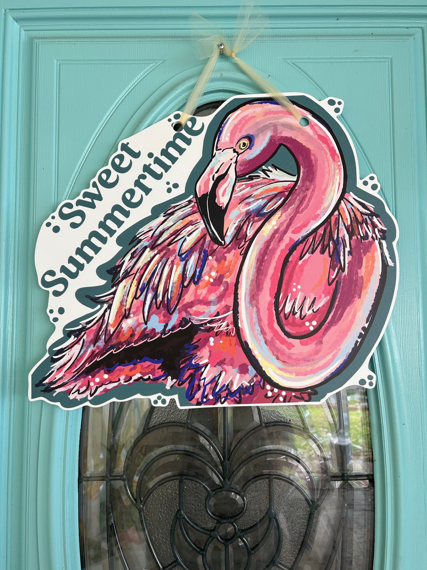 Summertime Flamingo Abstract Doorhanger