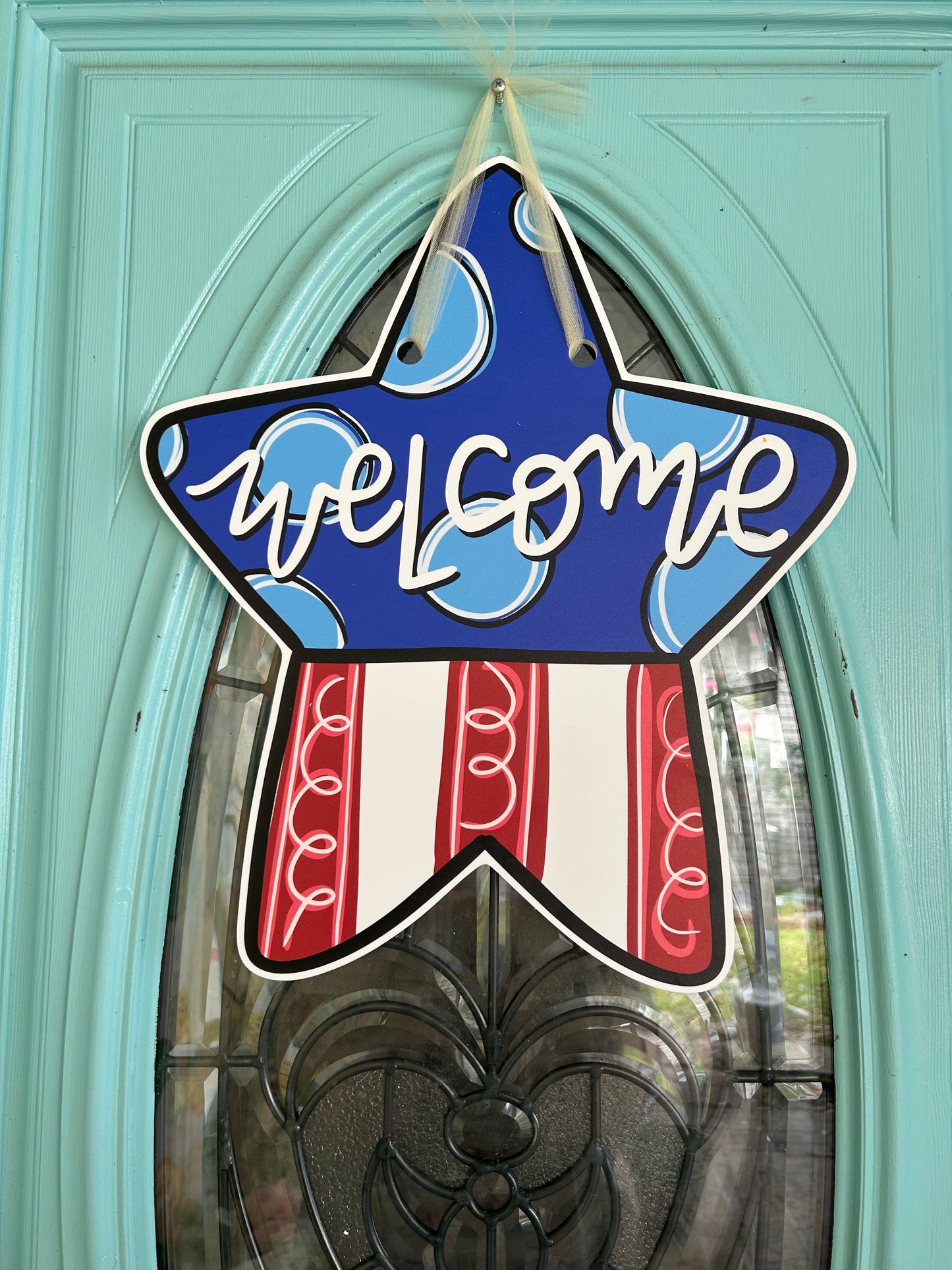 Star Red White Blue Summer Door Hanger