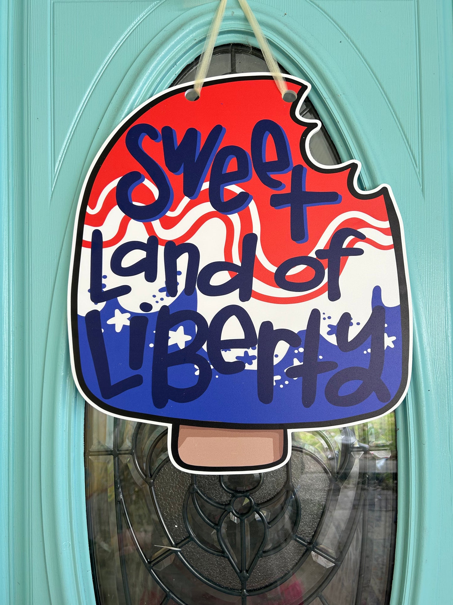 Sweet Land of Liberty Red White Blue Summer Door Hanger