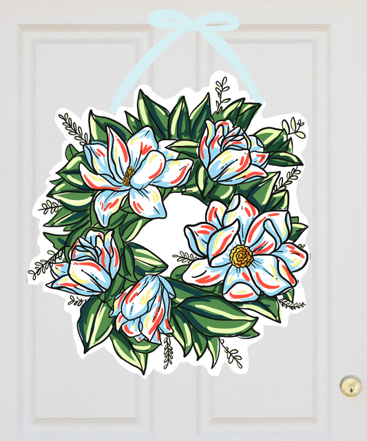 Louisiana Magnolia Wreath Orange & Yellow Door Hanger