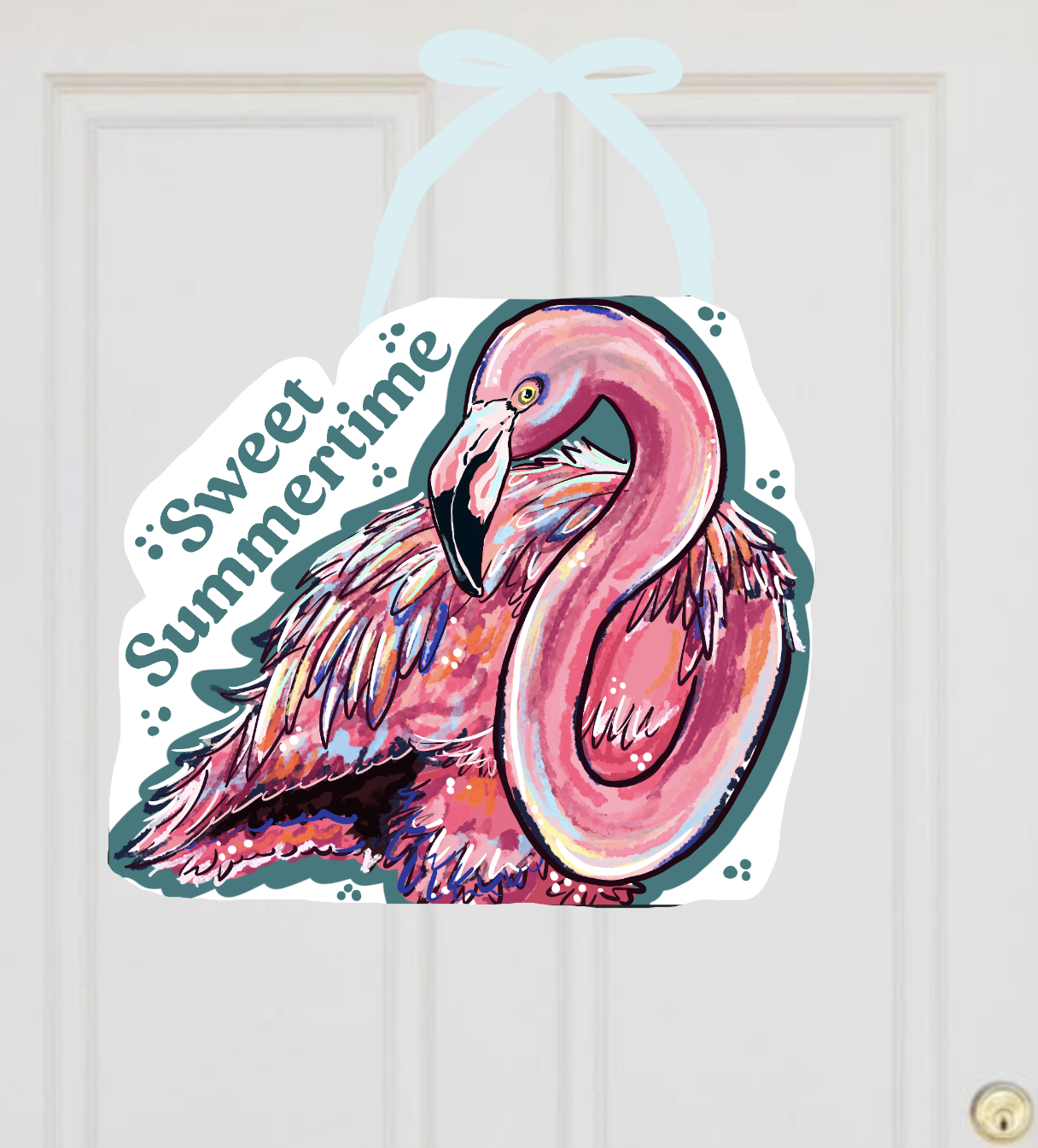 Summertime Flamingo Abstract Doorhanger