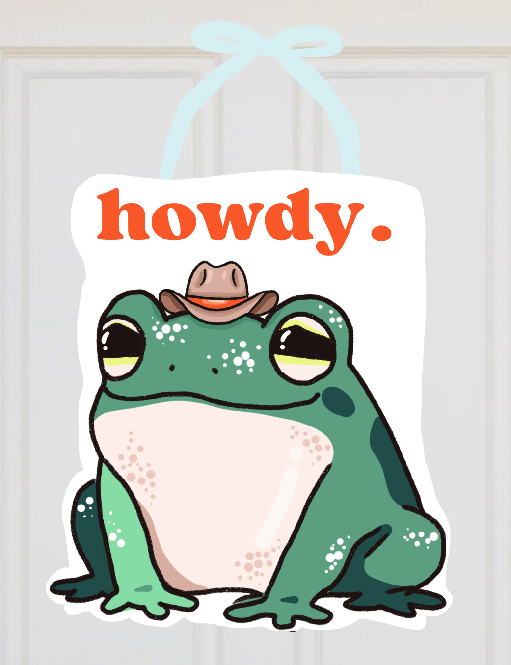 Howdy Frog Cowboy Door Hanger