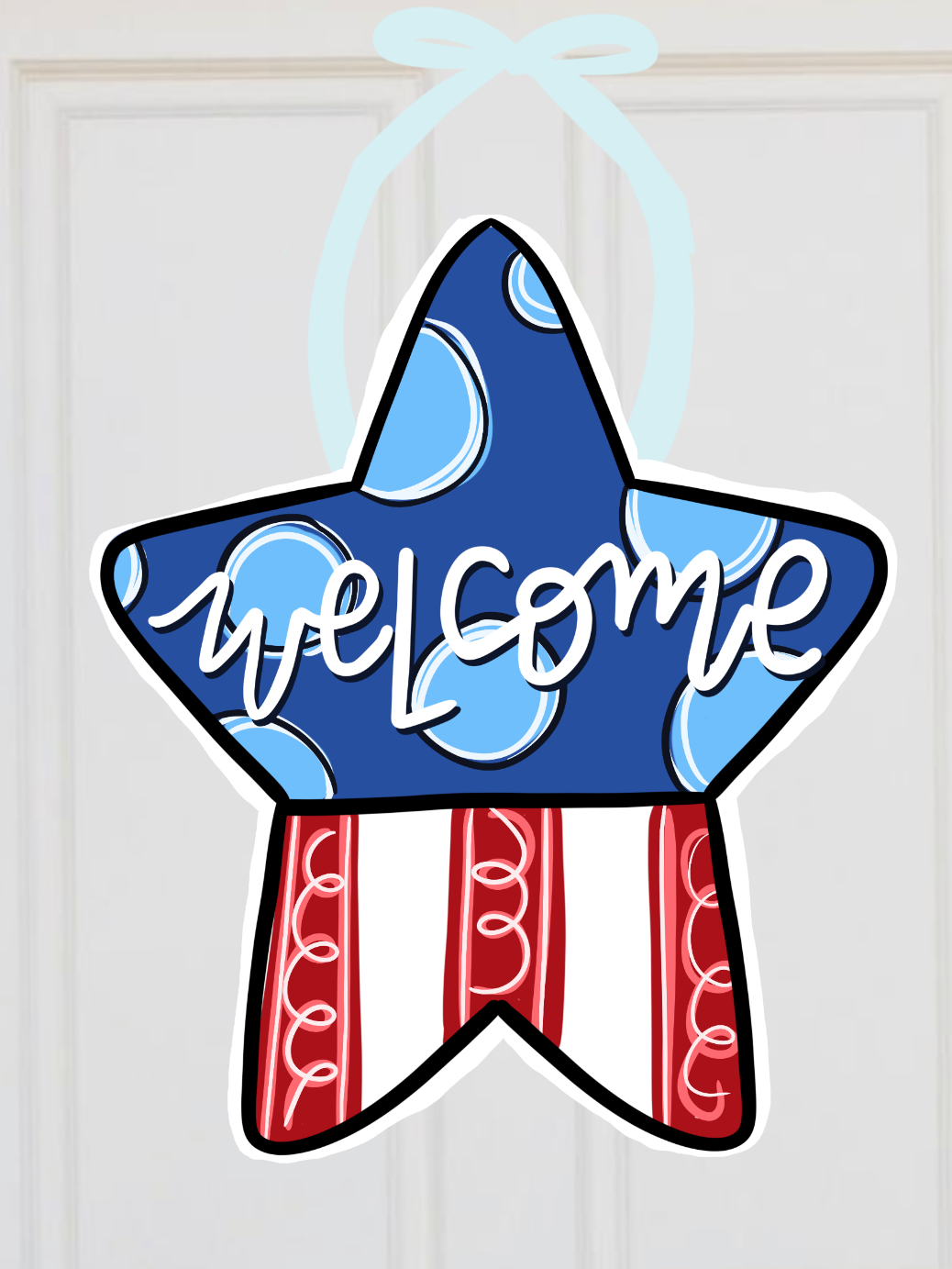 Star Red White Blue Summer Door Hanger