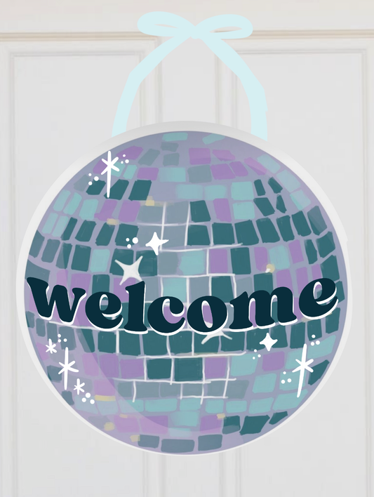 Welcome Disco Ball Door Hanger