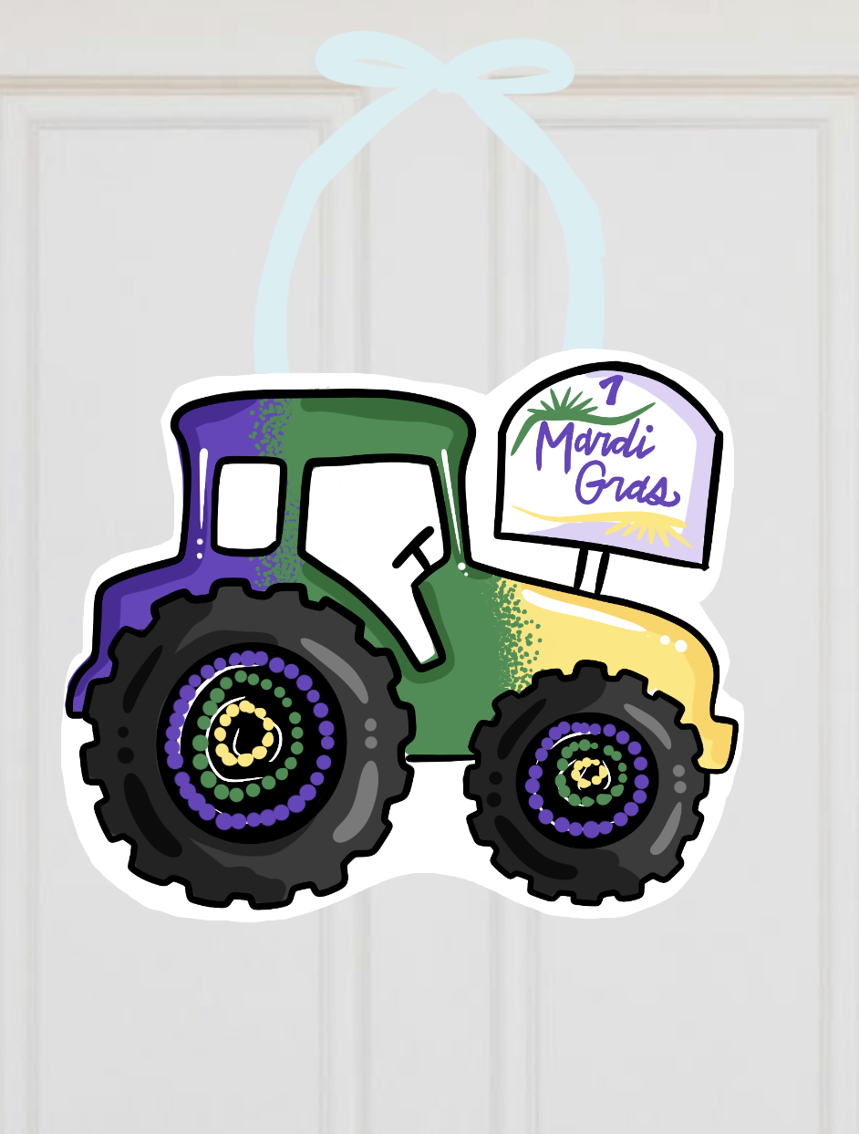 Mardi Gras Tractor Float Door Hanger