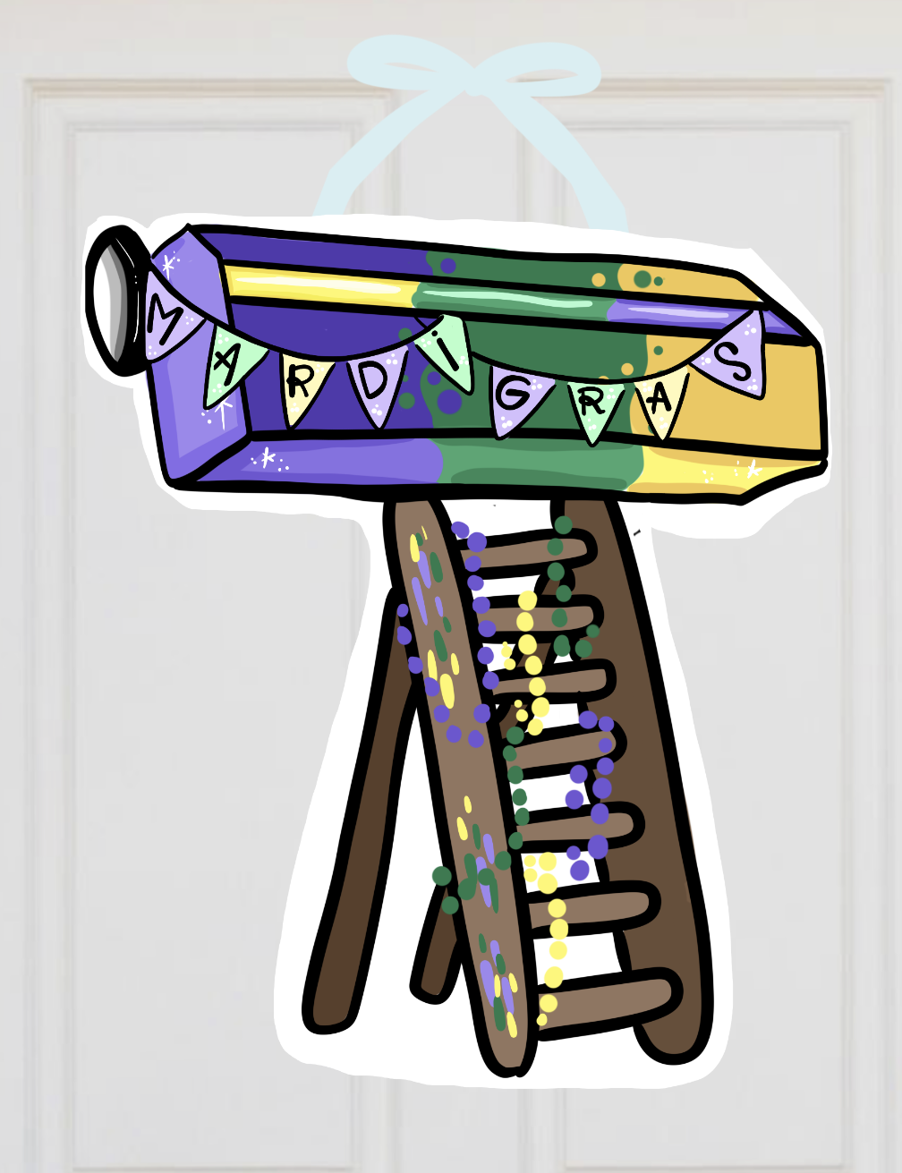 Mardi Gras Ladder Door Hanger