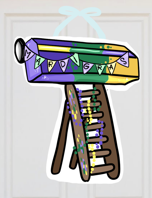 Mardi Gras Ladder Door Hanger