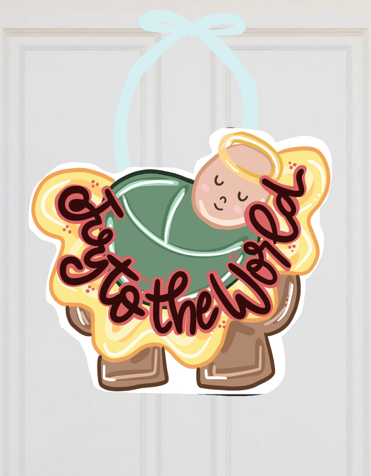 Joy to the World baby Jesus Christmas Door Hanger