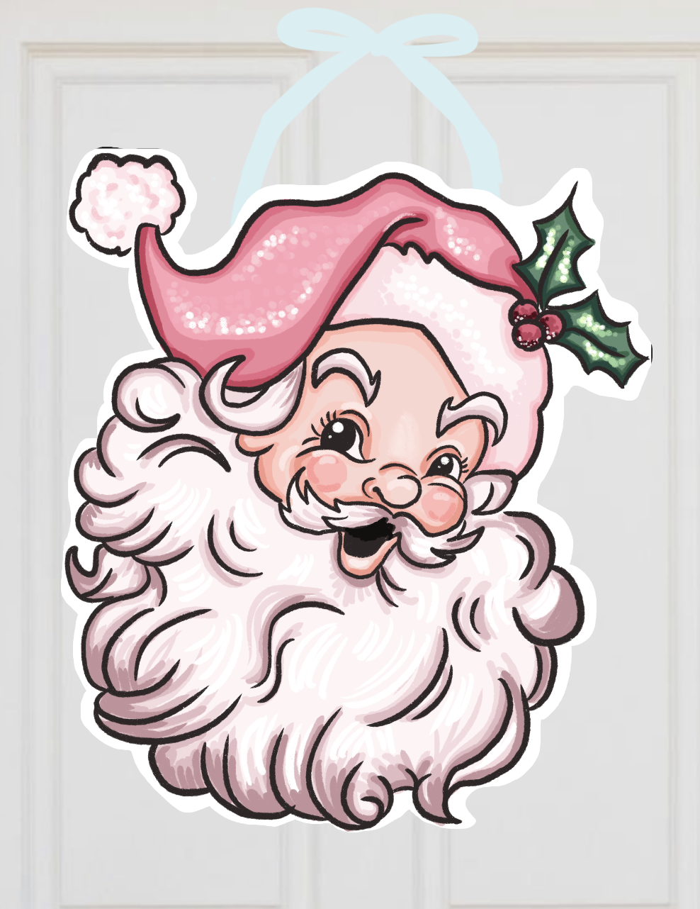 Vintage Santa Face Christmas Door Hanger